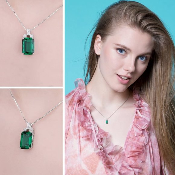 💚 6ctw Nano Russian Emerald Necklace 💋 - Picture 4 of 7